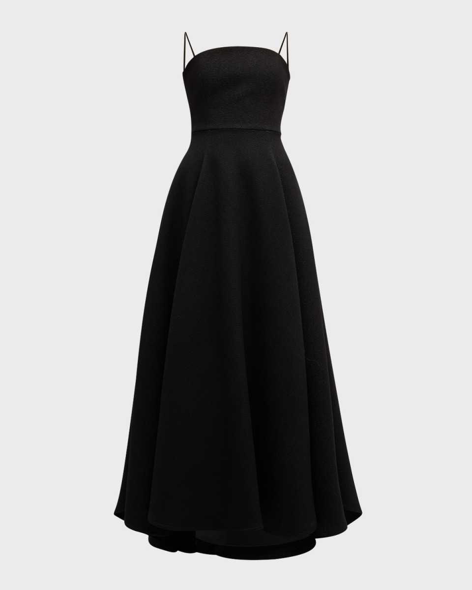 Strapless Pleated High-Low Gown