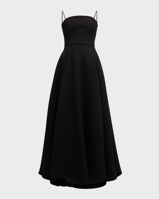 Strapless Pleated High-Low Gown