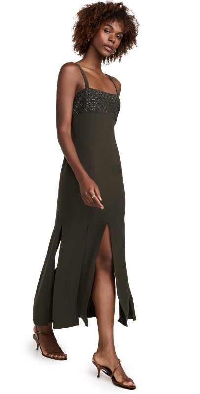 La Ligne Embellished Carwash Dress Dark Olive