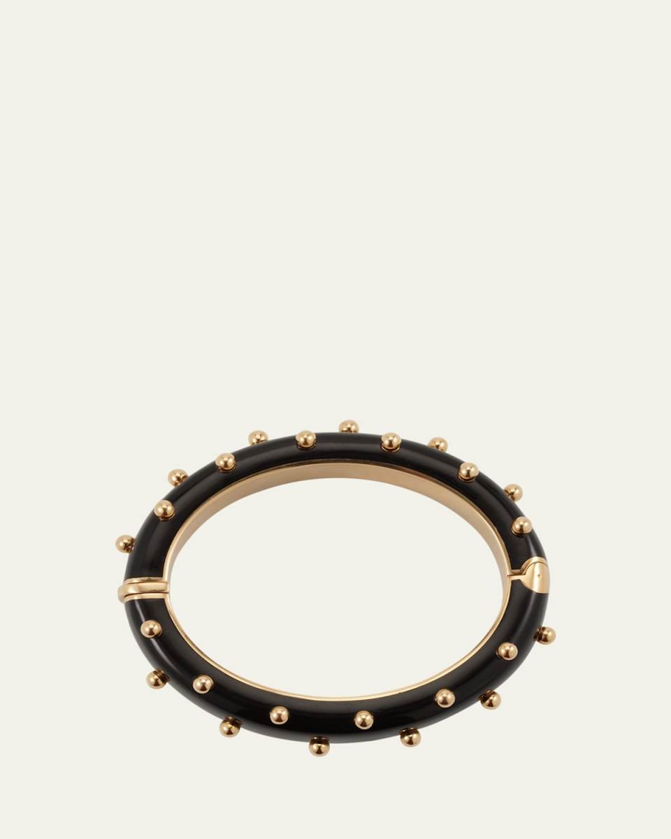 18K Yellow Gold Black Ceramic Taormina Dot Bangle