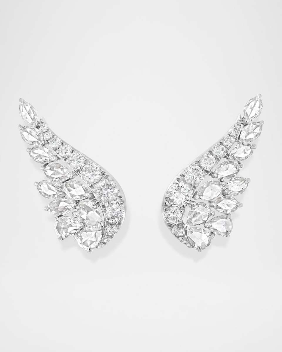 Eclat 18K White Gold Diamond Stud Ear Climbers, 1.60tcw