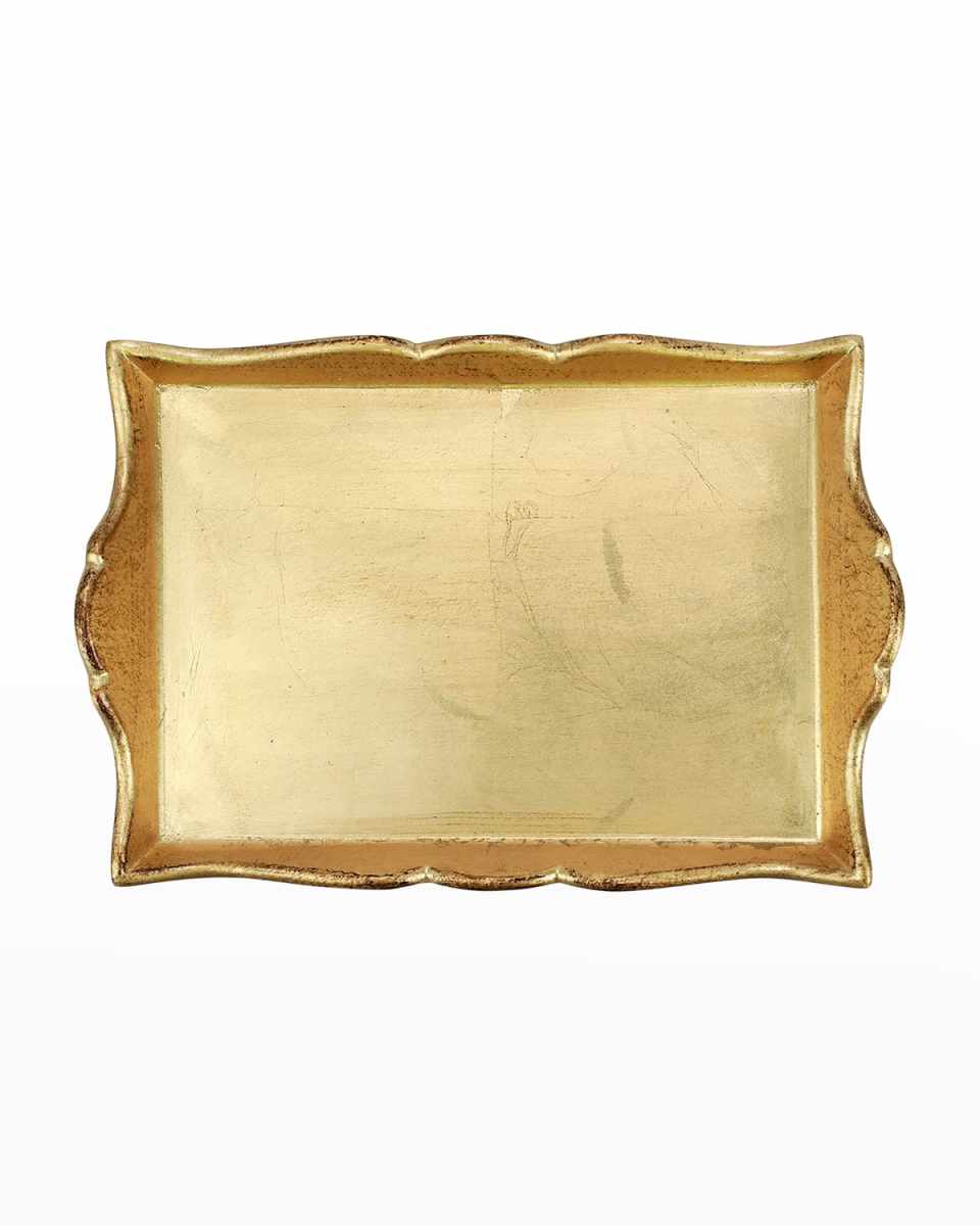 Florentine Wooden Accessories Gold Handled Small Rectangular Tray