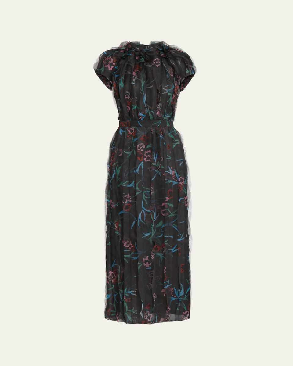 Floral Embroidered Organza Gown