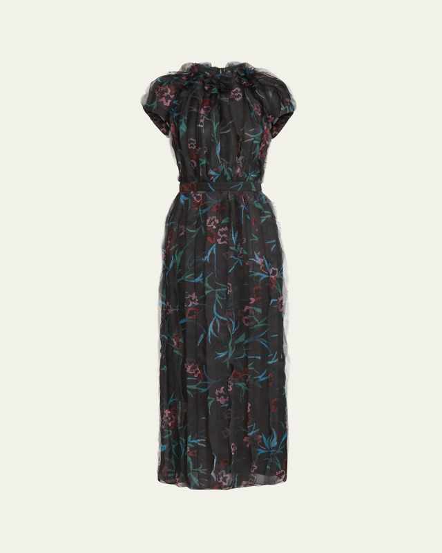 Floral Embroidered Organza Gown
