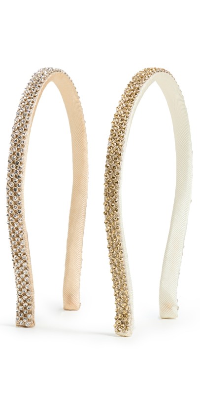 Loeffler Randall Anya Diamante Skinny Headband Set Gold