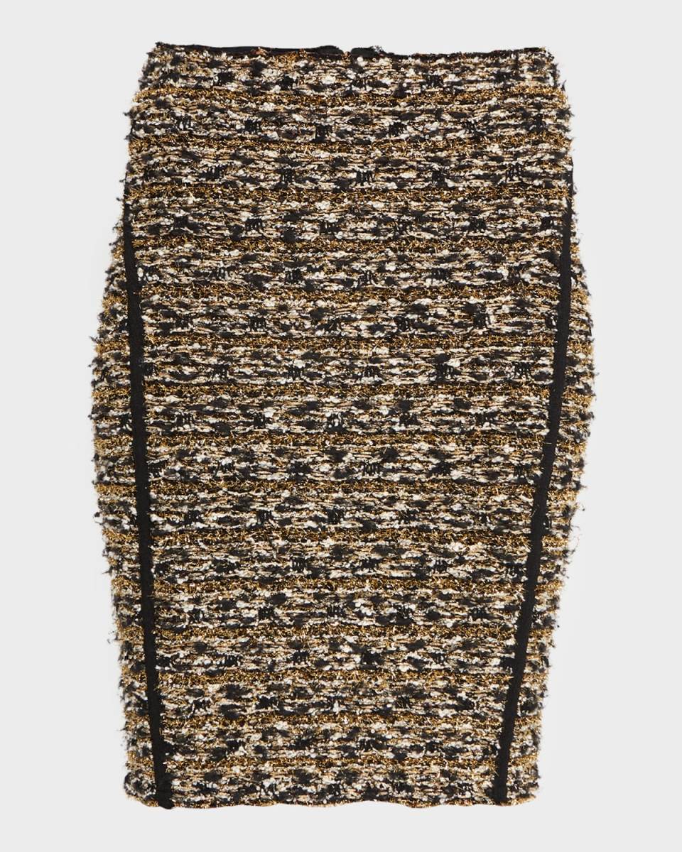 Metallic Striped Eyelash Tweed Skirt