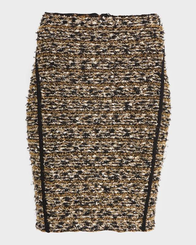 Metallic Striped Eyelash Tweed Skirt