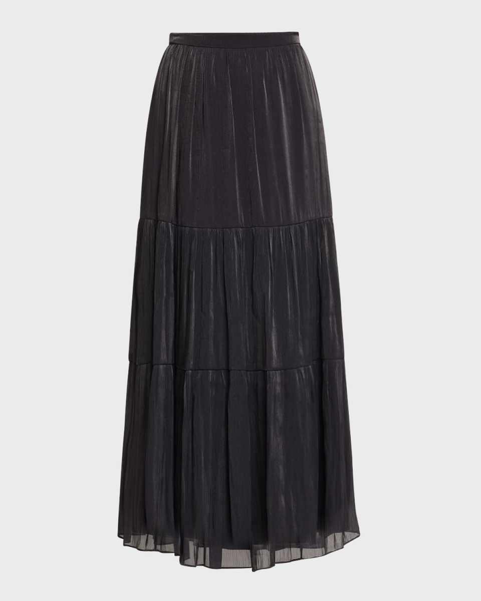 Marella Tiered Metallic Shimmer Maxi Skirt