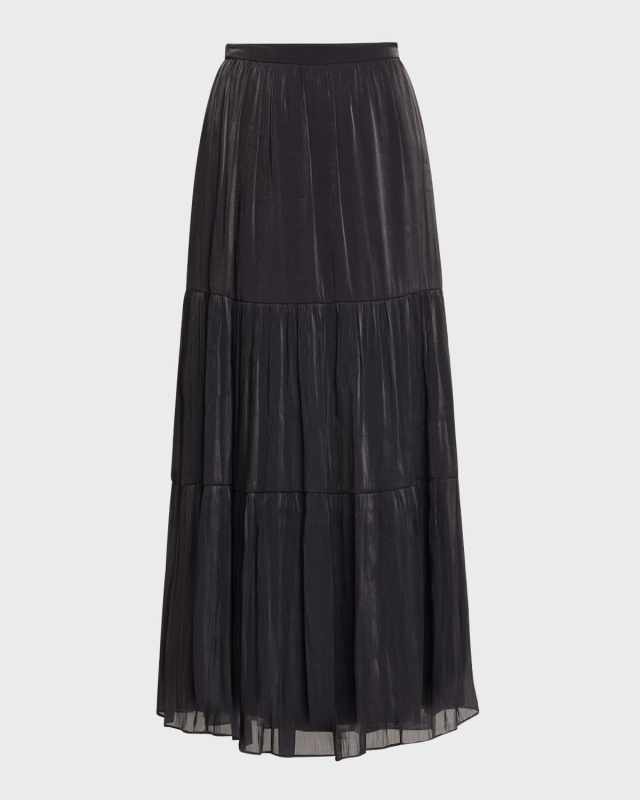 Marella Tiered Metallic Shimmer Maxi Skirt