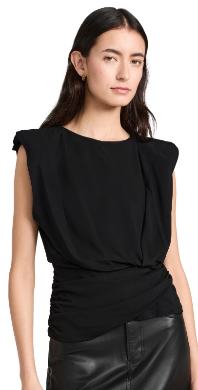 SIMKHAI Daton Draped Top Black