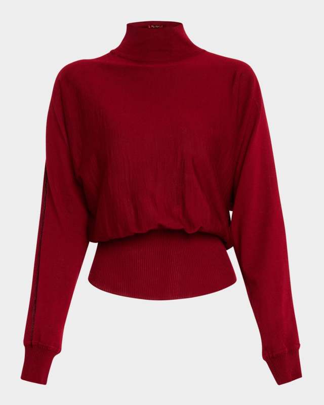Arda Lace-Inset Turtleneck Virgin Wool Sweater