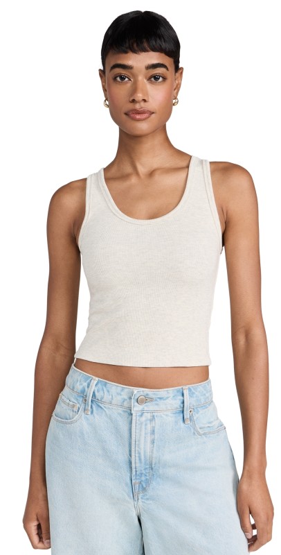 perfectwhitetee Structured Rib Bra Friendly Tank Heather Oat