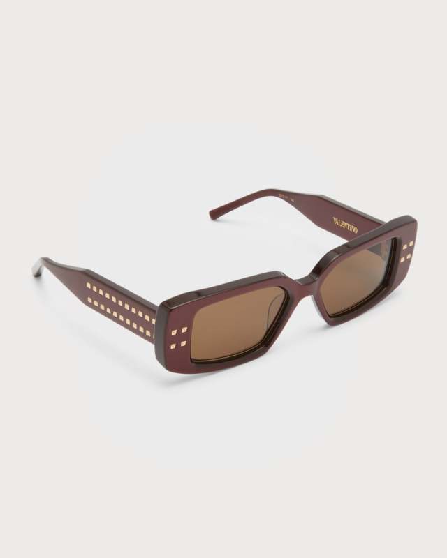 Cinque Studded Rectangle Acetate & Titanium Sunglasses