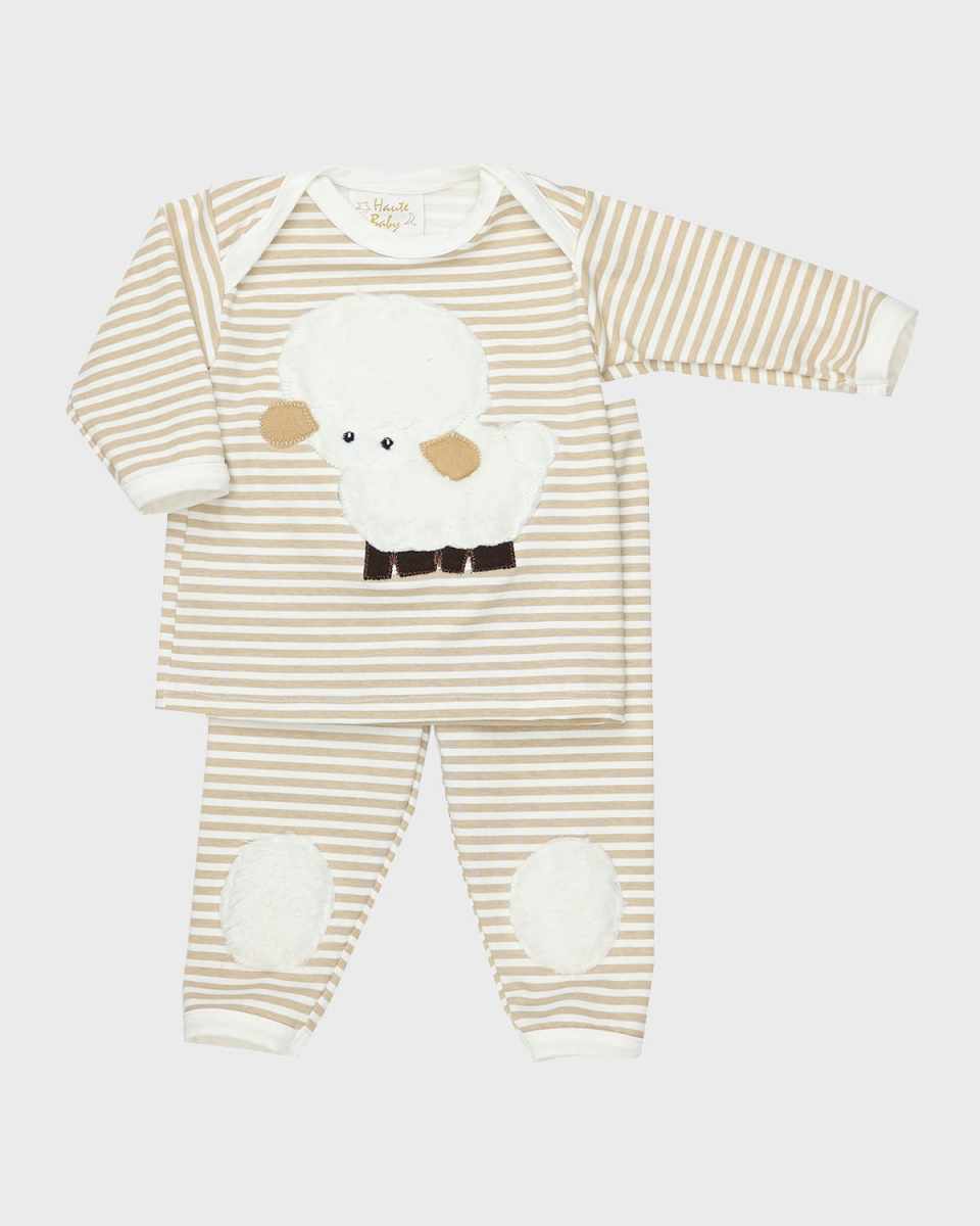 Boy's Little Lamb Striped Shirt w/ Leggings, Size Newborn-12