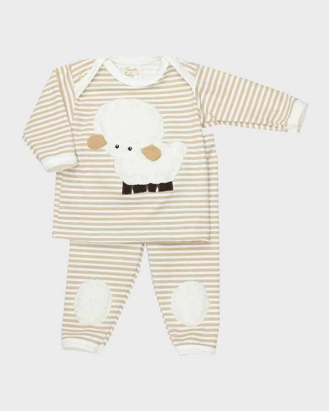 Boy's Little Lamb Striped Shirt w/ Leggings, Size Newborn-12
