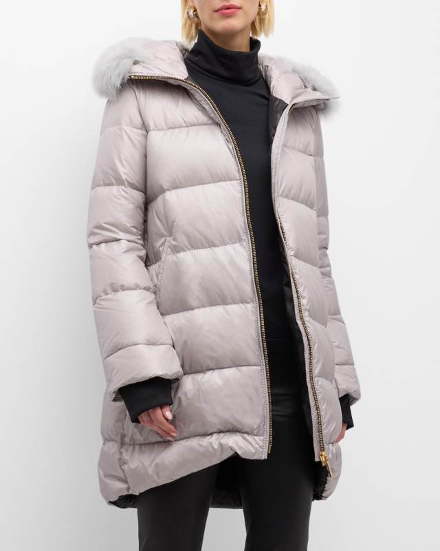 Apres-Ski Down Filled Jacket with Detachable Toscana Lamb Shearling Hood Trim