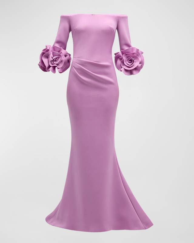 Off-Shoulder Rosette Trumpet Gown