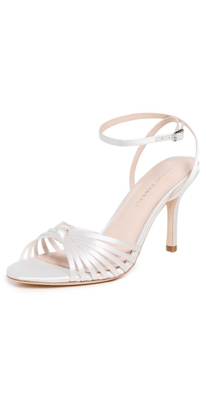 Loeffler Randall Ada Leather Knot High Heel Sandals Cream
