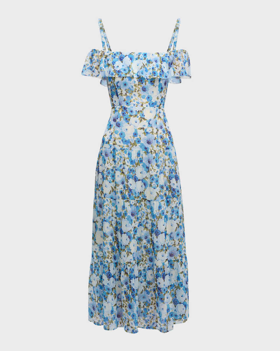 Carmelia Floral Off-Shoulder Tiered Maxi Dress