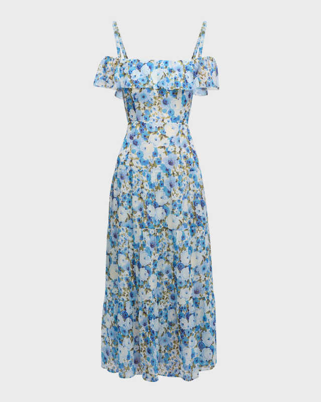 Carmelia Floral Off-Shoulder Tiered Maxi Dress
