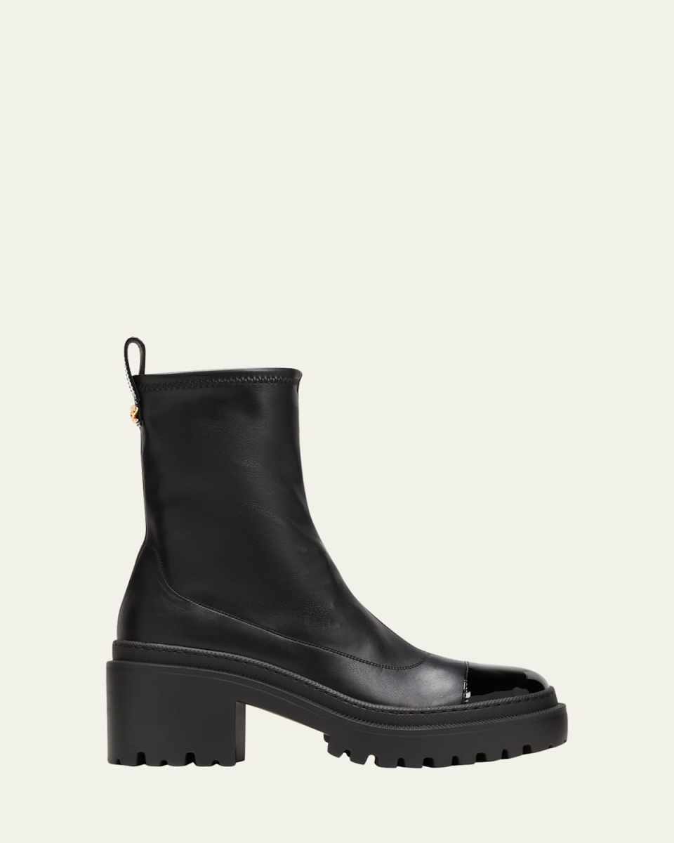 Leather Cap-Toe Moto Boots