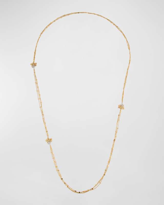 18K Yellow, White and Red Gold Diamond Necklace