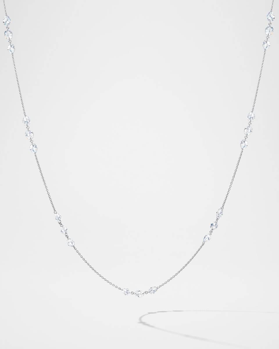 Ethereal 18K White Gold Oval and Pear Diamond Necklace, 18"