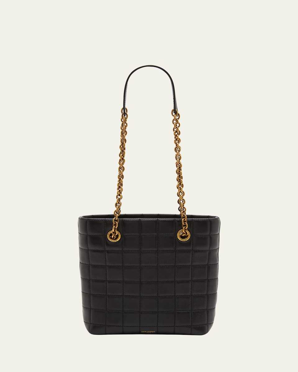 Mini North-South Tote Bag in Quilted Smooth Leather