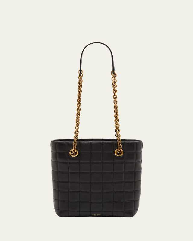 Mini North-South Tote Bag in Quilted Smooth Leather