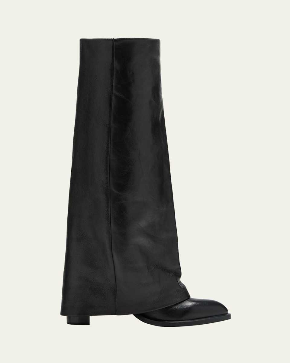 Melia Lambskin Fold-over Collar Knee Boots