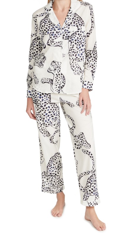 Desmond & Dempsey Jag Long PJ Set Cream