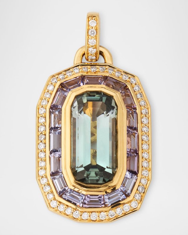 One-Of-A-Kind 18K Yellow Gold Pendant with Tourmaline, Spinel, and Diamonds