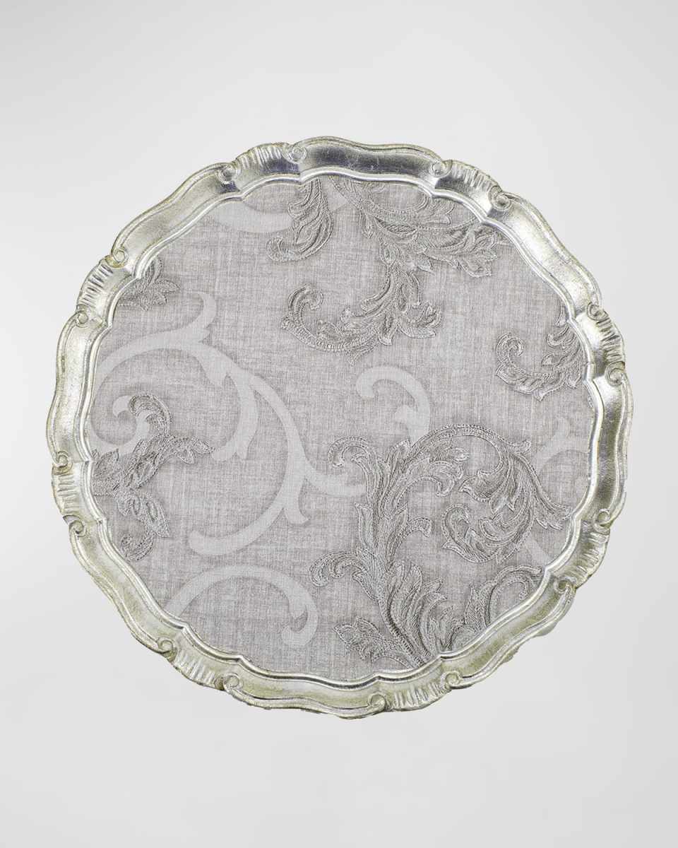 15" Florentino Damask Wooden Tray/Charger