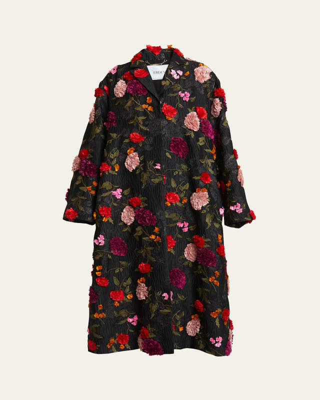 Floral Applique Oversized Evening Coat