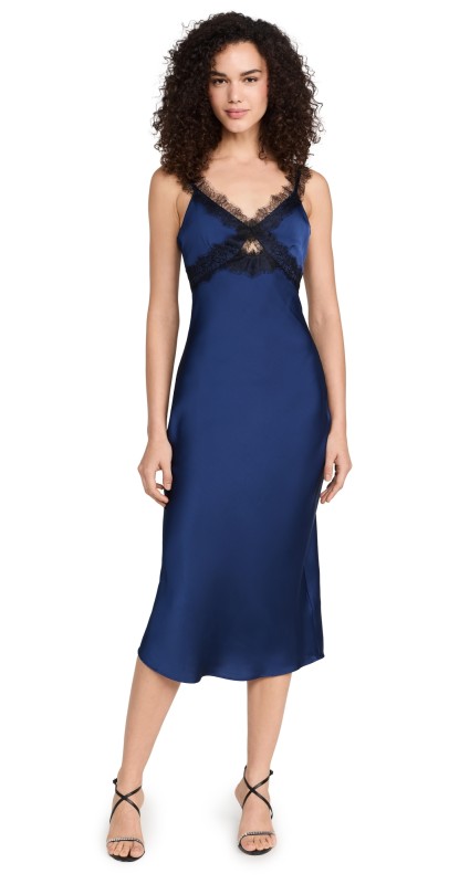 MINKPINK Erin Lace Trim Midi Dress Sapphire Blue