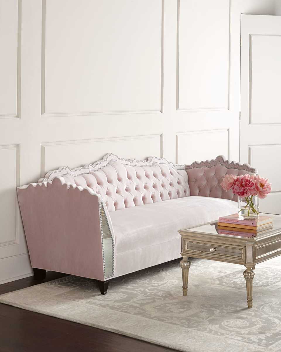 Santiago Mirrored Trim Sofa, 88"