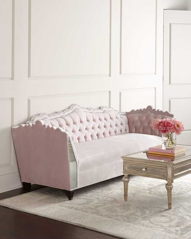 Santiago Mirrored Trim Sofa, 88"
