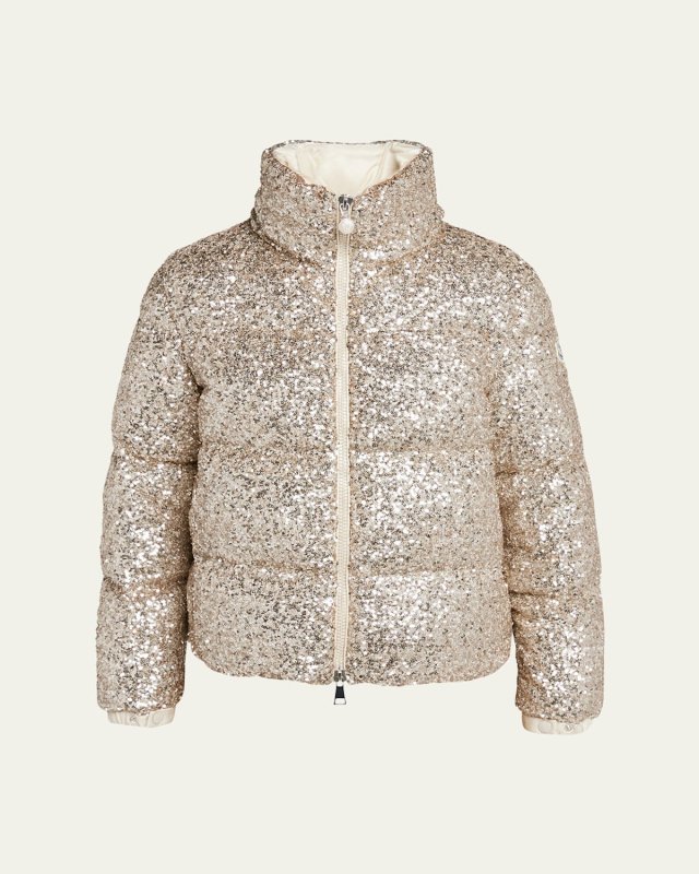 Anternes Sparkling Sequined Puffer Jacket