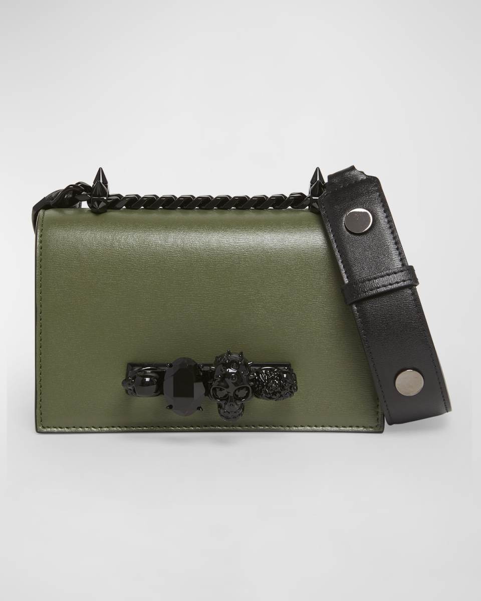 Mini Skull Jewel Leather Crossbody Bag