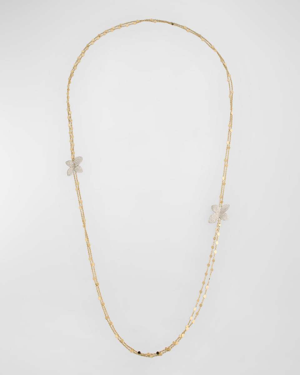 Gardini Segreti 18K White Gold Necklace with Diamond Flowers