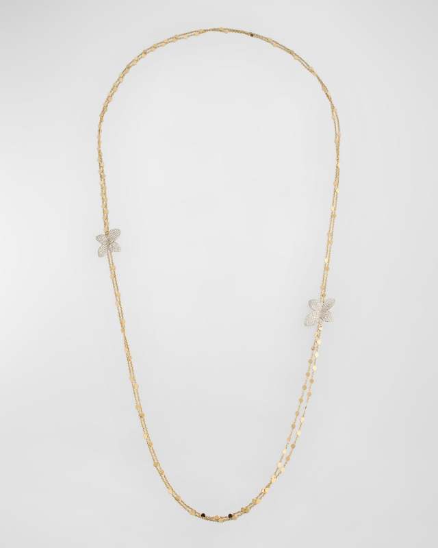 Gardini Segreti 18K White Gold Necklace with Diamond Flowers