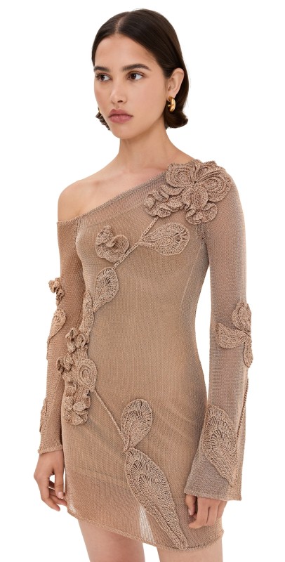 Cult Gaia Bowie Short Knit Dress Champagne