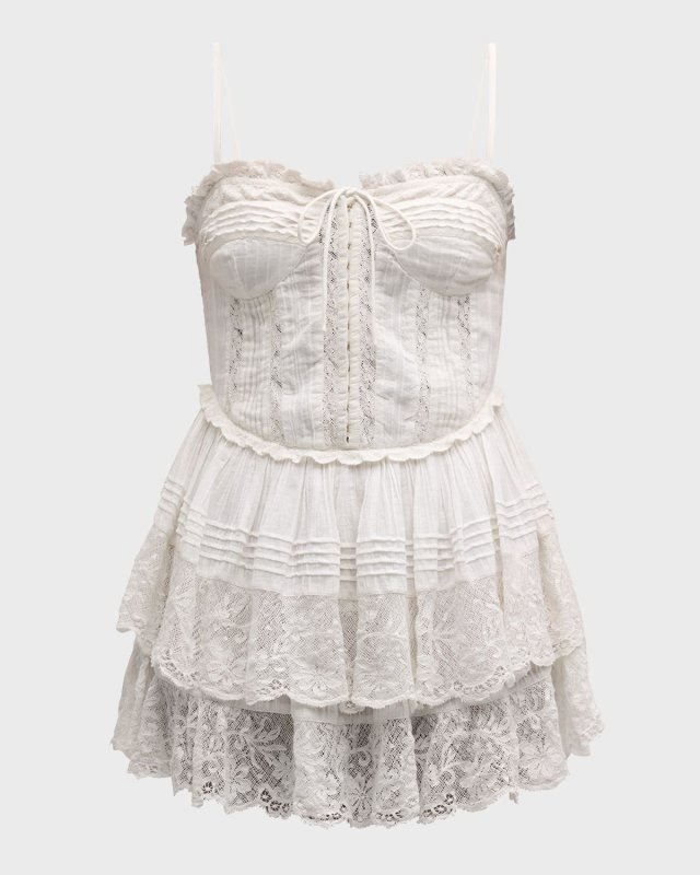Nerida Tiered Lace Ruffle Mini Dress