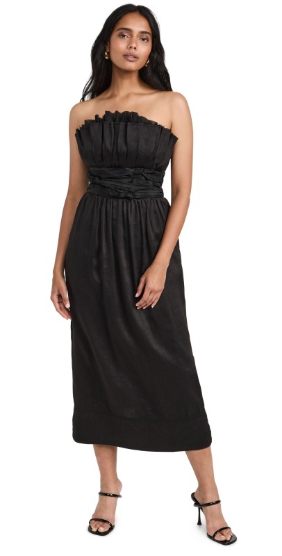 Aje Whisper Knot Waist Midi Dress Black