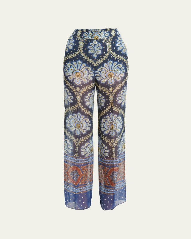 Printed Lurex Fil Coupe Pants