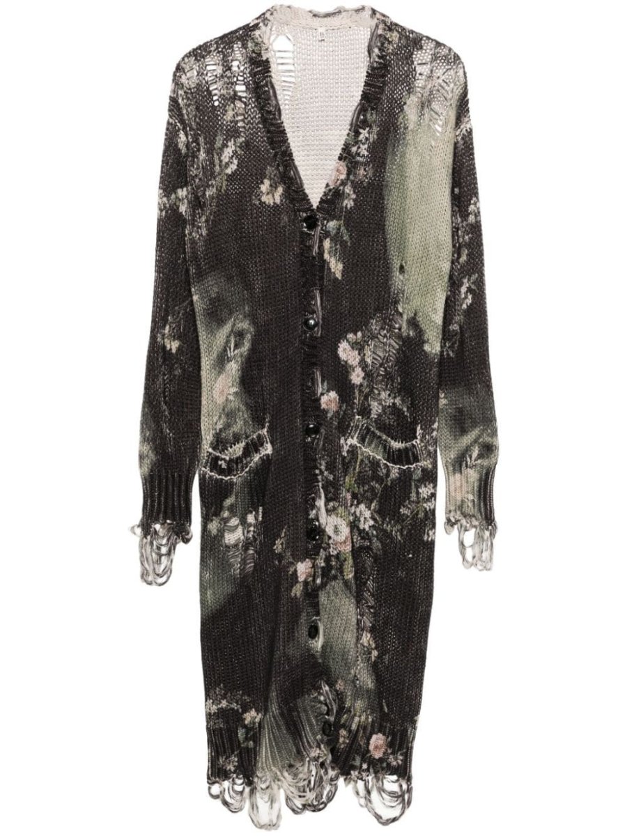 distressed maxi cardigan