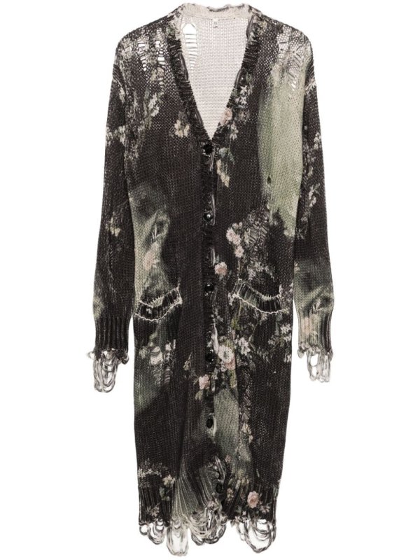 distressed maxi cardigan