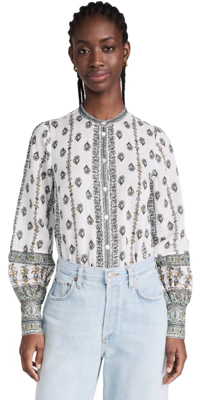 Veronica Beard Thorp Blouse Ivory Multi