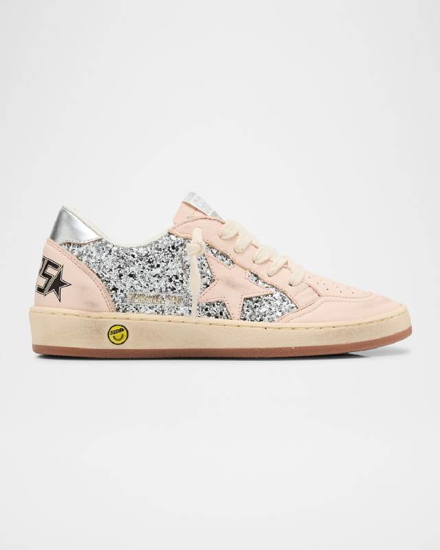 Girl's Ballstar Leather Glitter Sneakers, Toddlers/Kids