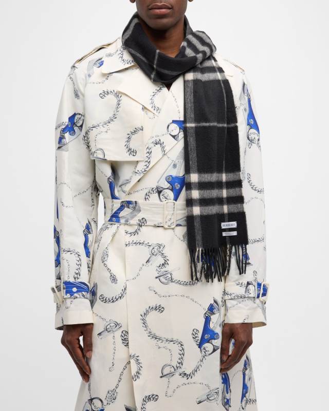 Men's Giant Check Cashmere Scarf